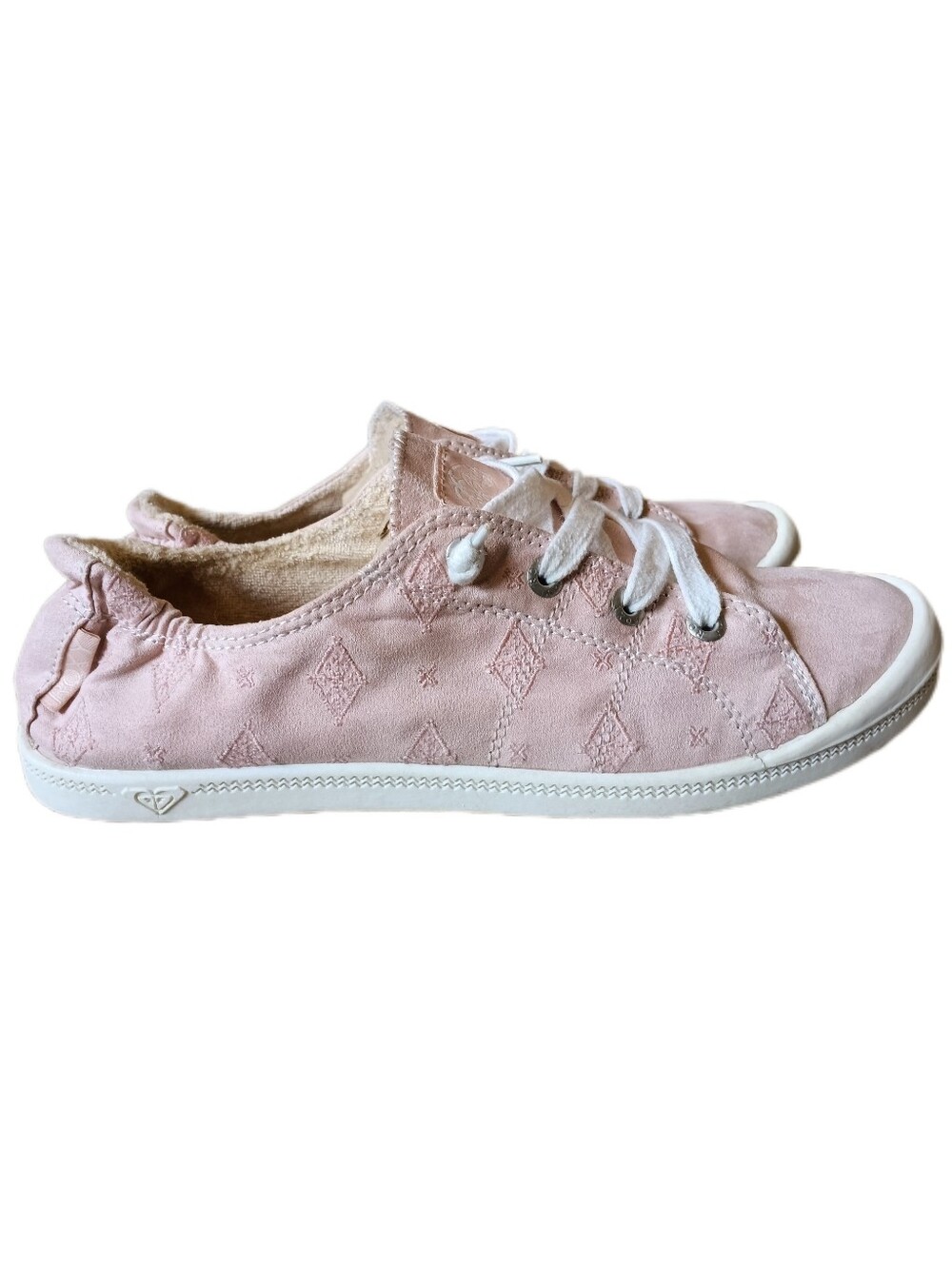 🩷 Roxy Bayshore II Pink Slip-on Sneakers Shoes Womens 9.5 Memory Foam Summer - Picture 3 of 14